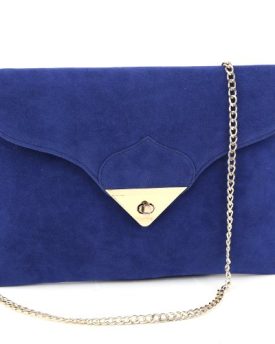 Womens-Faux-Suede-Leather-Messenger-Envelope-Evening-Clutch-Party-HandBag-Blue-0