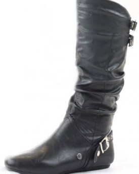 Womens-Flat-Black-Winter-Biker-Style-Low-Heel-Knee-High-Ladies-Calf-Leg-Boots-Size-shoeFashionista-Branded-0