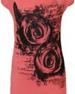 Womens-Glitter-Graffiti-Rose-Flower-Ladies-Long-Cap-Sleeve-T-Shirt-Top-Coral-12-14-0