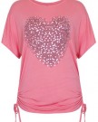 Womens-Heart-Printed-Sequin-Ladies-Stretch-Short-Batwing-Sleeve-Round-Neckline-Tie-T-Shirt-Top-Plus-Size-Coral-Size-16-18-XL-0-1