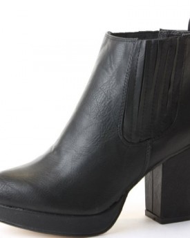 Womens-Heeled-Booties-High-Heels-Block-Shoes-Platform-Chelsea-Ankle-Boots-Size-3-8-0
