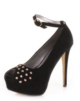 Womens-High-Heel-Platform-Gold-Studded-Party-Shoes-SIZE-6-0