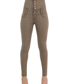 Womens-High-Waisted-Skinny-Leg-Chocolate-Brown-Mud-Brown-Jeans-10-Mud-Brown-0