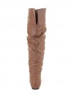 Womens-Knee-HIgh-Slouch-Pirate-Cuff-Leather-Style-Tan-Flat-Ladies-Boots-SIZE-4-0-1