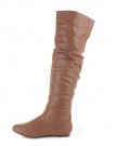 Womens-Knee-HIgh-Slouch-Pirate-Cuff-Leather-Style-Tan-Flat-Ladies-Boots-SIZE-4-0-3