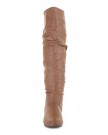 Womens-Knee-HIgh-Slouch-Pirate-Cuff-Leather-Style-Tan-Flat-Ladies-Boots-SIZE-4-0-4