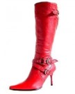 Womens-Knee-High-Length-Wide-Calf-Faux-Leather-Stiletto-High-Heels-Boots-Buckles-Shoes-Ladies-Red-Size-UK-3-0