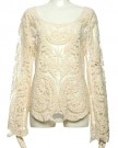 Womens-Lace-Beige-Retro-Floral-Knit-Top-Long-Sleeve-Crochet-T-Shirt-3811-0