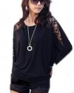 Womens-Lace-Long-Sleeve-Batwing-Sweater-Baggy-Jumper-Blouse-Off-Shoulder-Lace-Back-Top-T-Shirt-10-12-Black-0