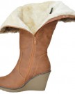 Womens-Ladies-Blacktan-Wedge-Heel-Knee-High-Winter-Fur-Riding-Boots-Colour-Brown-Tan-Size-Uk-5-0-4