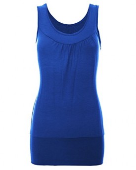 Womens-Ladies-Celeb-Sleeveless-Ruched-Gathered-Neck-Plain-Stretchy-Long-Vest-Top-COLOR-ROYAL-BLUE-SIZE-L-XL-0