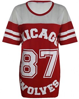 Womens-Ladies-Chicago-87-Wolves-Baggy-Oversize-Baseball-T-Shirt-Dress-Long-Top-0