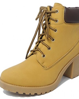 Womens-Ladies-High-Block-Heel-Ankle-Walking-Boots-HONEY-SIZE-6-0