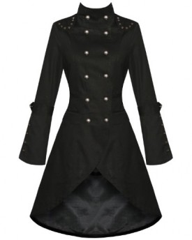 Womens-Ladies-New-Black-Gothic-Steampunk-Military-Cotton-Coat-Jacket-0