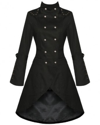 Womens-Ladies-New-Black-Gothic-Steampunk-Military-Cotton-Coat-Jacket-0