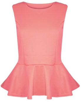 Womens-Ladies-Plain-Stretchy-Sleeveless-Round-Neck-Flared-Frill-Party-Peplum-Top-0