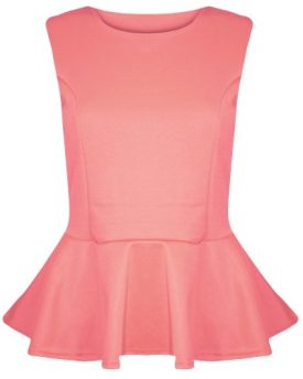 Womens-Ladies-Plain-Stretchy-Sleeveless-Round-Neck-Flared-Frill-Party-Peplum-Top-0