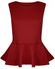 Womens-Ladies-Plain-Stretchy-Sleeveless-Round-Neck-Flared-Frill-Party-Peplum-Top-0-3