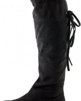 Womens-Ladies-Thigh-High-Slouch-Flat-Biker-Style-Low-Heel-Over-Knee-Calf-Zip-Winter-Boots-Size-3-8-0