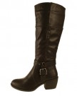 Womens-MANFIELD-Black-Leather-Look-Cuban-Heel-Knee-High-Riding-Boots-3-0-0