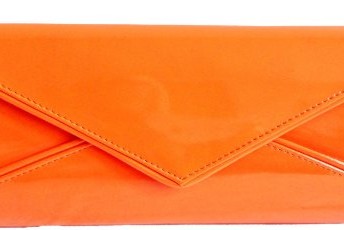 Womens-Neon-Orange-Patent-Ladies-Envelope-Medium-Shiny-Evening-Party-Handbag-Clutch-Bag-0