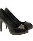 Womens-Patent-Croc-Peeptoe-High-Heels-Ladies-Platform-Party-Shoes-Black-Size-UK-7-0-0