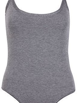 Womens-Plain-Slim-Strappy-Sleeveless-Ladies-Stretch-Round-Scoop-Neckline-Stud-Popper-Fastening-Camisole-Bodysuit-Leotard-Vest-Body-Top-Dark-Grey-Size-8-10-SM-0