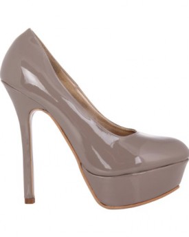 Womens-Platform-Patent-Peep-Toe-Slim-Block-High-Heel-Stiletto-Pumps-Court-Shoes-Taupe-slim-heel4-0