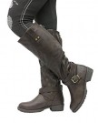 Womens-Riding-Biker-Ladies-Leather-Style-Low-Heel-Zip-Knee-High-Boots-Shoes-Size-0-0