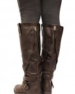 Womens-Riding-Biker-Ladies-Leather-Style-Low-Heel-Zip-Knee-High-Boots-Shoes-Size-0-1