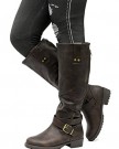 Womens-Riding-Biker-Ladies-Leather-Style-Low-Heel-Zip-Knee-High-Boots-Shoes-Size-0-2
