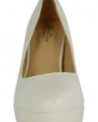 Womens-Round-Toe-Ladies-High-Stiletto-Heel-Platform-Court-Shoe-White-Faux-Leather-Size-6-UK-0-0