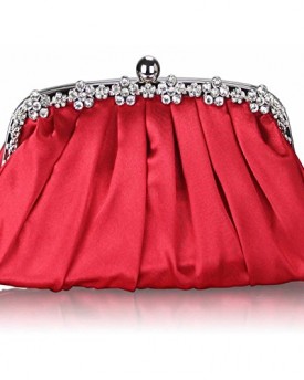 Womens-Ruched-Sparkly-Crystal-Satin-Bridal-Evening-Metal-Decoration-Party-Clutch-Purse-Handbag-0