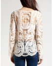 Womens-Sexy-Flower-Lace-Semi-Sheer-Embroidered-Crochet-Top-Blouse-T-Shirt-Uk-10-TagM-Cream-0-3