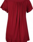 Womens-Short-Ruffle-Frill-Sleeve-Ladies-V-Neckline-Stretch-T-Shirt-Bead-Necklace-Top-Plus-Size-Burgundy-Size-16-18-0-0