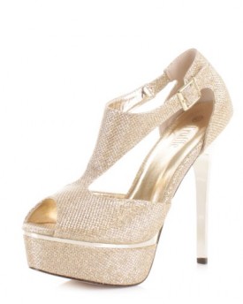 Womens-Silver-High-Heel-Platform-Glitter-Mesh-Shoe-SIZE-4-0