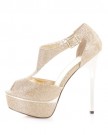 Womens-Silver-High-Heel-Platform-Glitter-Mesh-Shoe-SIZE-4-0-4