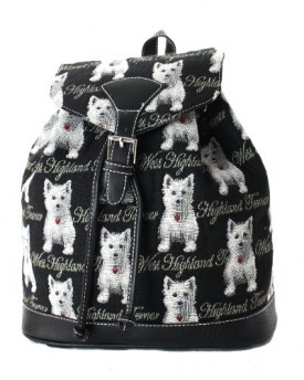 Womens-Small-Backpack-Rucksack-Fashion-Bags-Canvas-Westie-Dog-Design-0