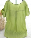 Womens-Summer-Casual-Linen-Cotton-Short-Sleeve-Shirt-Blouse-Top-XL-UK-L-Light-green-0-2