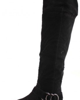 Womens-Thigh-High-Over-the-Knee-Winter-Biker-Style-Low-Flat-Heel-Knee-Boots-Size-3-8-0