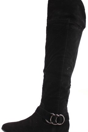 Womens-Thigh-High-Over-the-Knee-Winter-Biker-Style-Low-Flat-Heel-Knee-Boots-Size-3-8-0