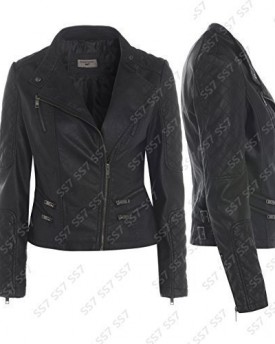 Womens-Vintage-Chique-Biker-Jacket-Black-Sizes-8-to-16-UK-8-Black-Cross-Stitch-0