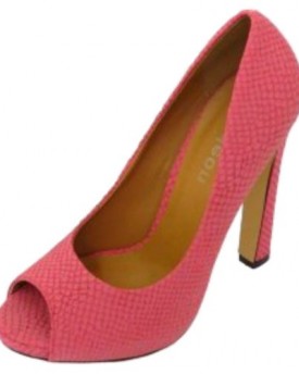 Womens-Yellow-or-Pink-Peep-Toe-Platform-Stiletto-High-Heel-Croc-Court-Shoes-0