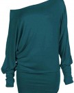 XCLUSIVE-COLLECTION-WOMENS-PLU-SIZE-OFF-SHOULDER-PLAIN-BAGGY-BATWING-SLEEVE-SLOUCH-DRESS-TOP-8-34-12-14-Teal-0