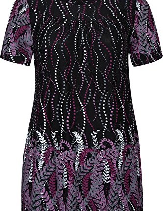 Yoursclothing-Plus-Size-Womens-Leaf-Print-Jersey-Longline-Top-Size-22-24-Black-0