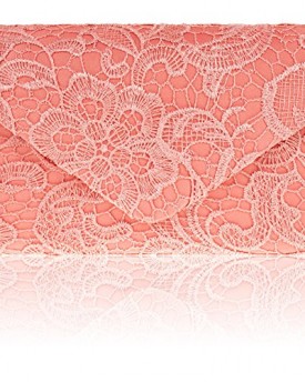 Zarla-Ladies-Envelope-Clutch-Bag-Satin-Lace-Floral-Women-Evening-Party-Prom-Bridal-New-Coral-0