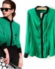 Zehui-Green-Ladys-Chiffon-Solid-Color-Pleated-OL-Long-Sleeve-Botton-Down-Shirt-Blouse-Tops-UK10-0-0