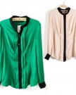 Zehui-Green-Ladys-Chiffon-Solid-Color-Pleated-OL-Long-Sleeve-Botton-Down-Shirt-Blouse-Tops-UK10-0-4