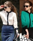 Zehui-Green-Ladys-Chiffon-Solid-Color-Pleated-OL-Long-Sleeve-Botton-Down-Shirt-Blouse-Tops-UK10-0-5