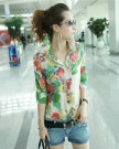 Zehui-Women-Summer-Tops-Half-Sleeve-Flora-Print-Button-Shirt-Chiffon-Blouse-Green-UK14-0-3